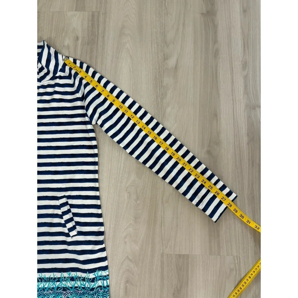 Lilly Pulitzer Women Dress Striped French Terry Navy White Blue Border Print M